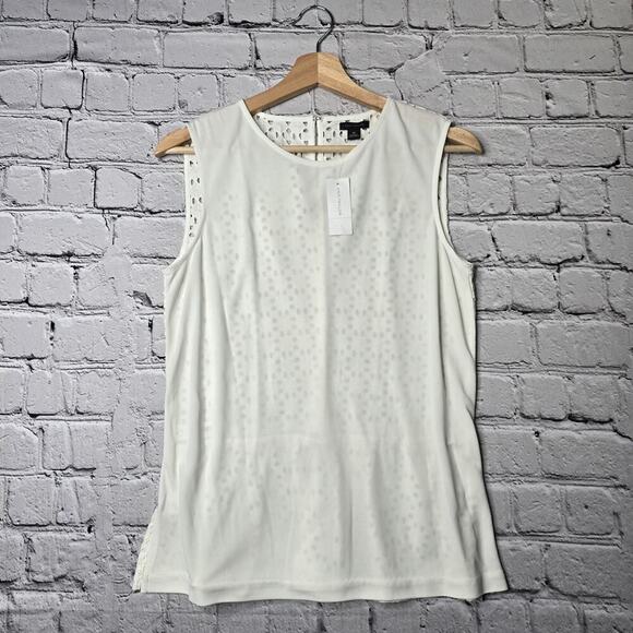 Ann Taylor Tops - Ann‎ Taylor Eyelet Back Peplum Sleeveless Blouse Semi Sheer New Size Medium